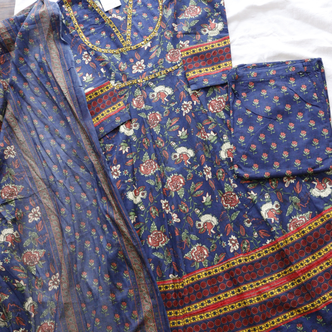 Long Frock Cotton Printed Suit Set