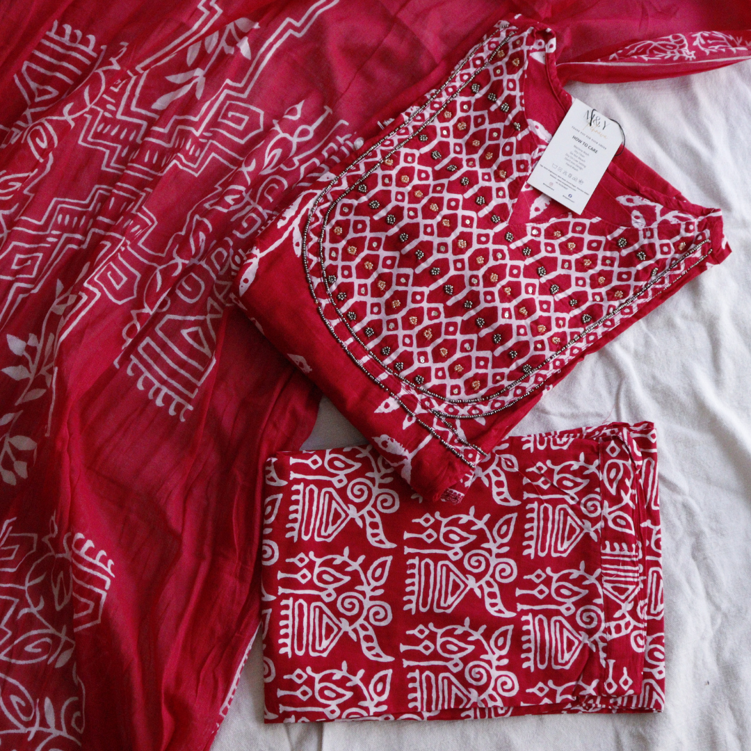 Pink Frock Style Cotton Suit Set