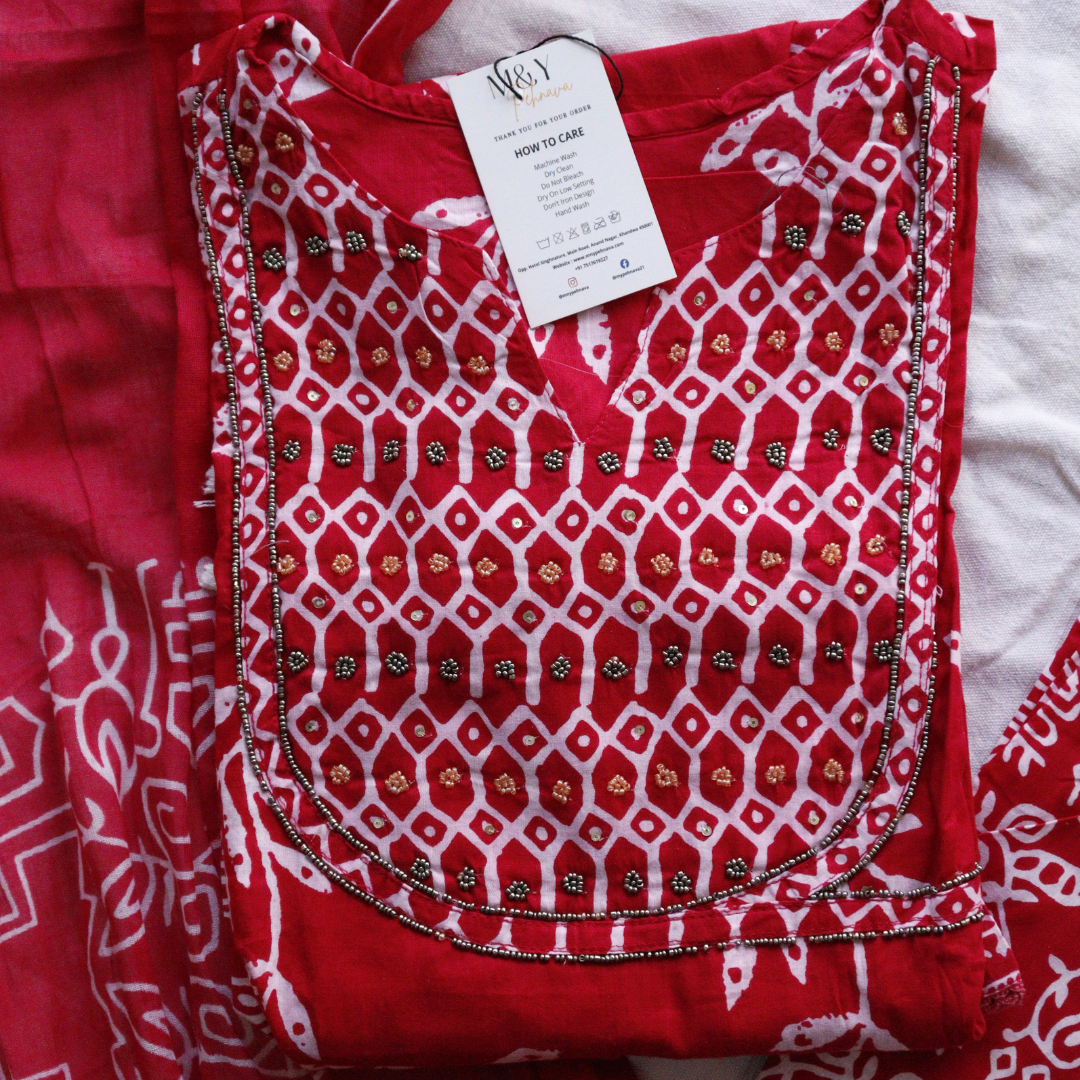 Pink Frock Style Cotton Suit Set