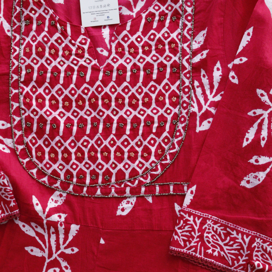 Pink Frock Style Cotton Suit Set