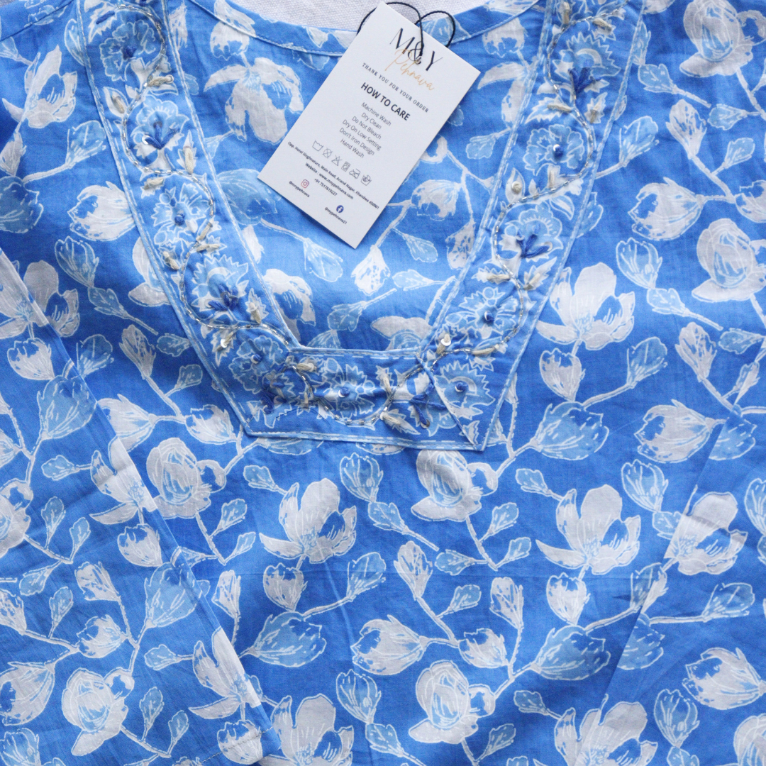 Blue Printed Suit Set