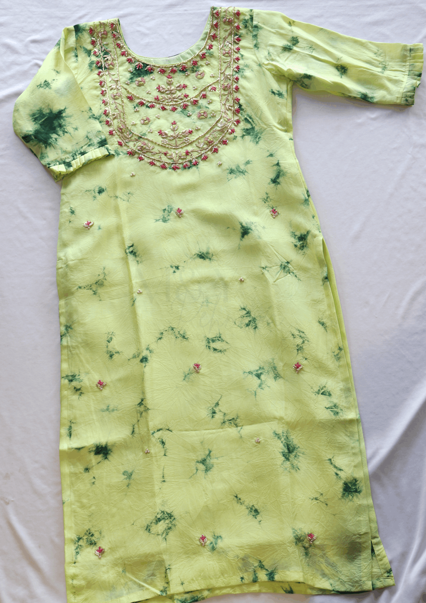 Pure Crepe Handwork Shibori Print Kurti - M&Y Pehnava