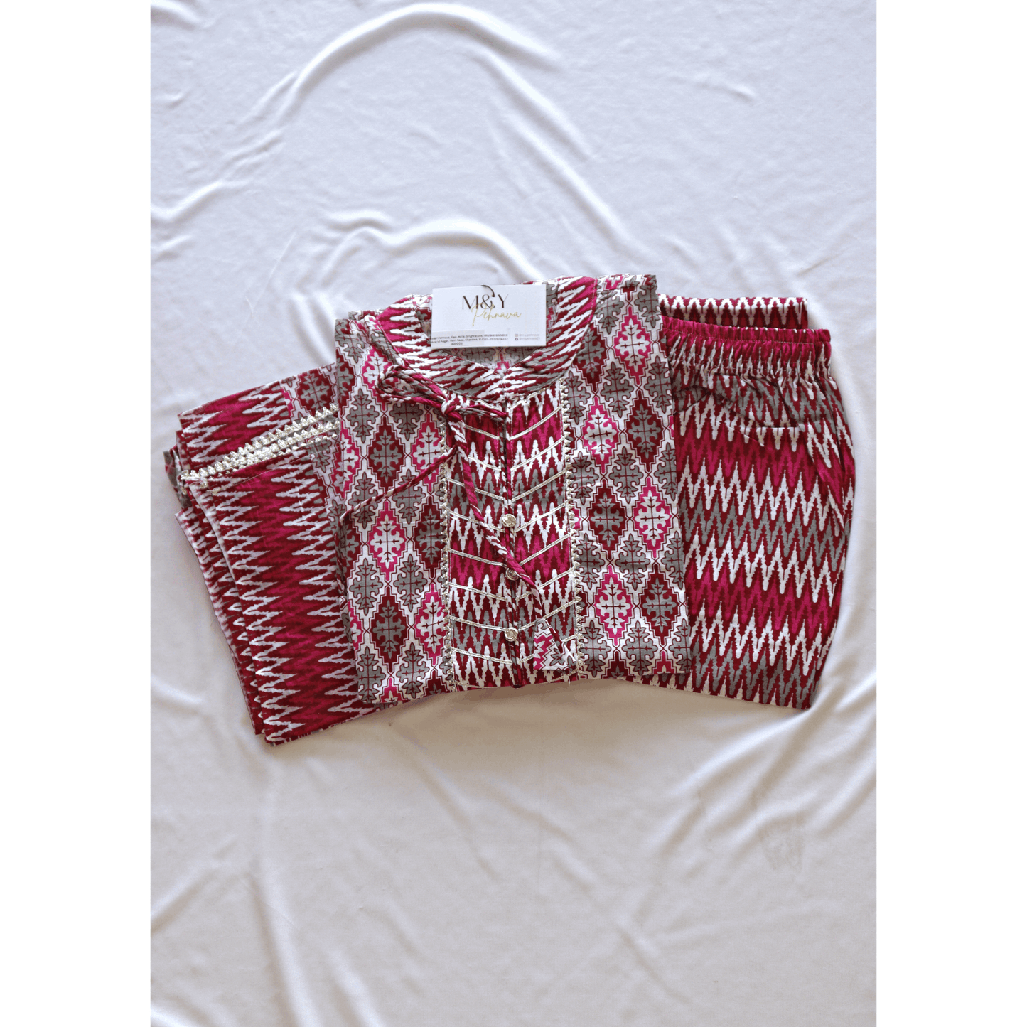 Hand Block Cotton Printed Suit Set - M&Y Pehnava