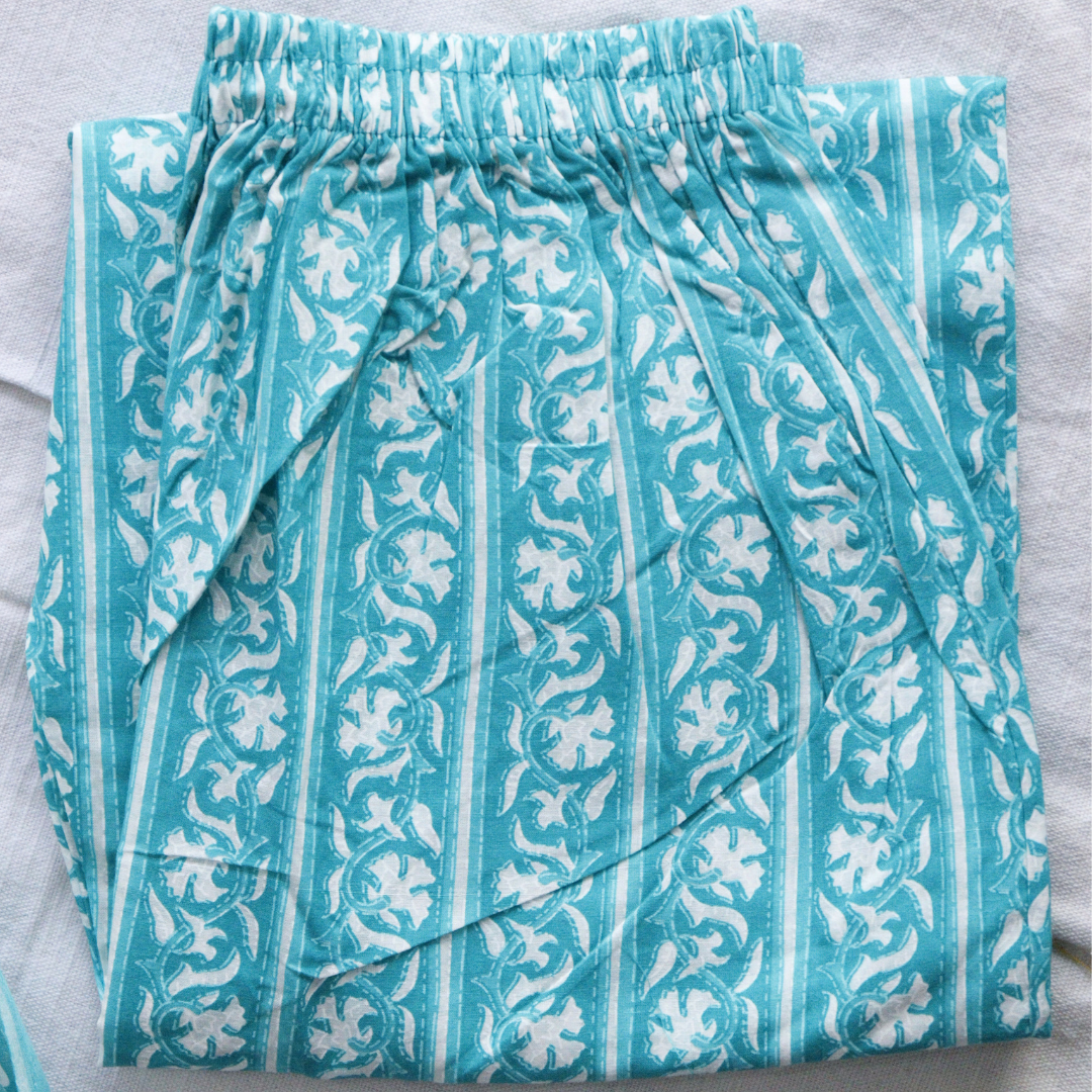 Sea Green Cotton Printed Suit Sets
