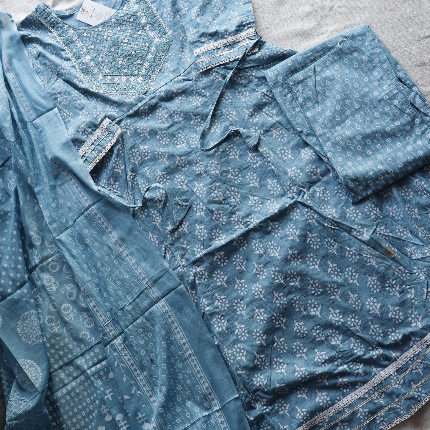 Sea Green Sequence Work Frock Suit Set