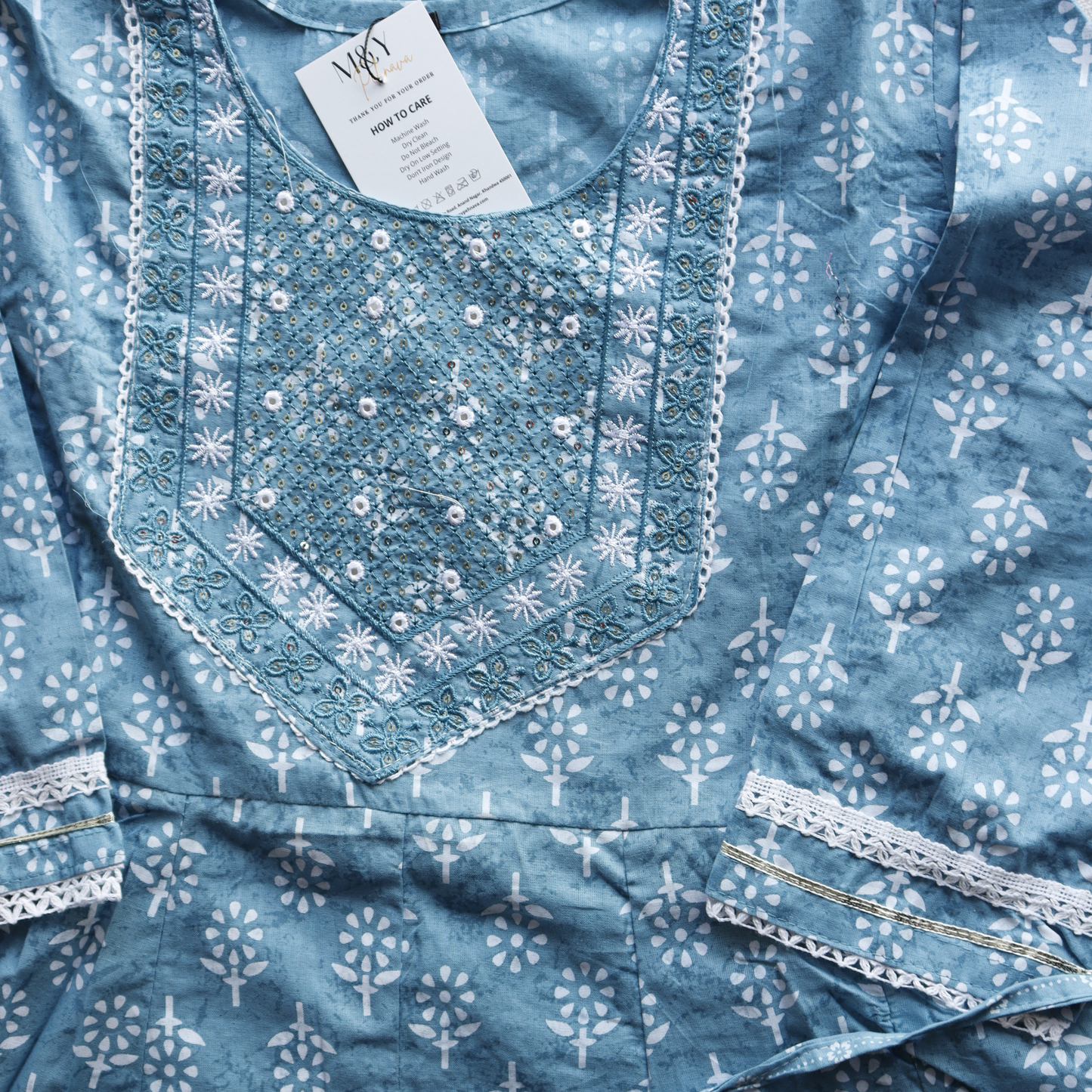 Sea Green Sequence Work Frock Suit Set