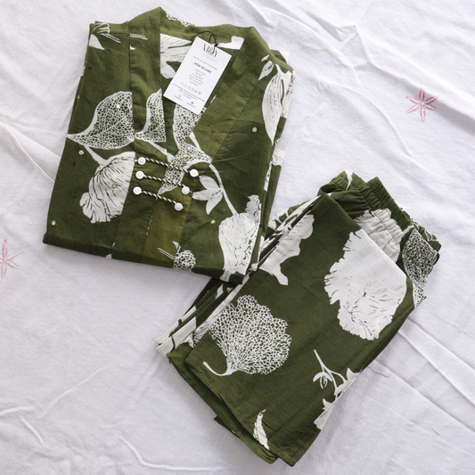 Olive Green Printed Co-Ord Set