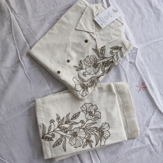 Cream Co-Ord Set With Semi Palazzo