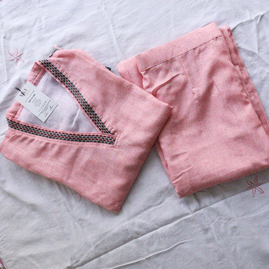 Pink V-Neck Co-Ord Set