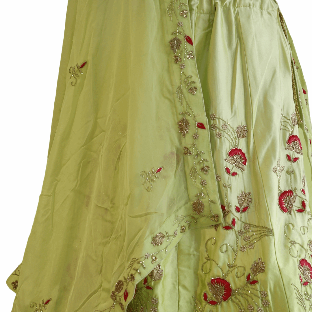 Pista Green Hand Embroidered Lehenga Set - M&Y Pehnava