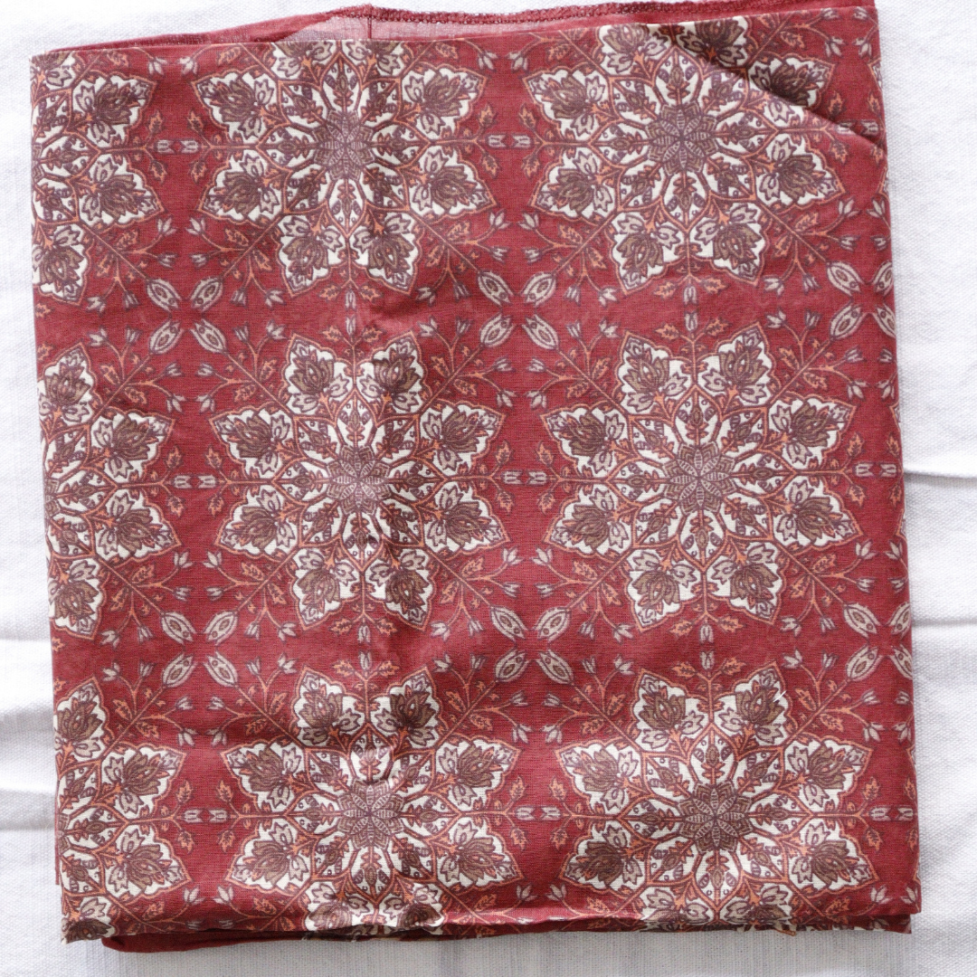 Brown Printed Cotton Suit Set