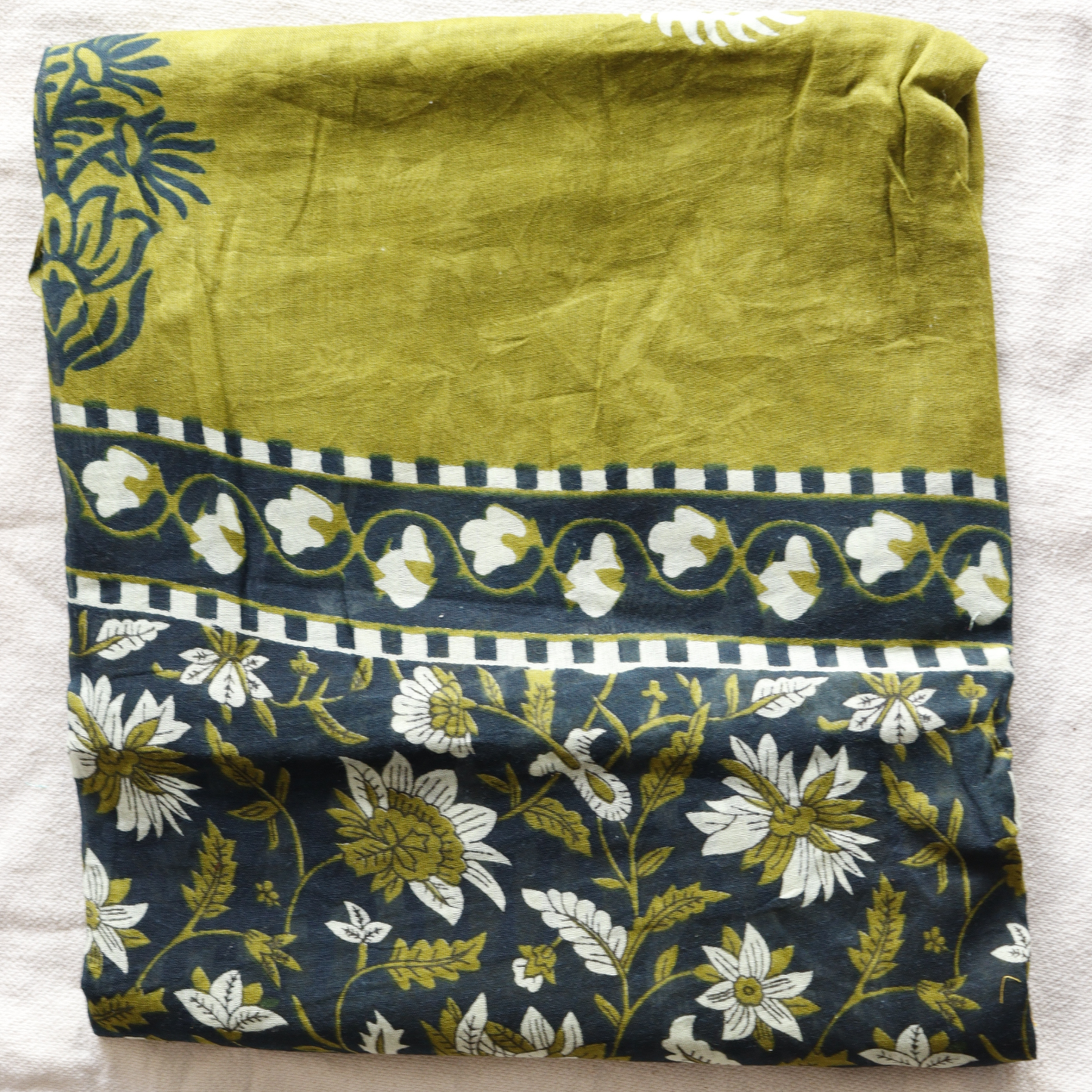 Green Pure Cotton Beads Work Frock Style Suit Set