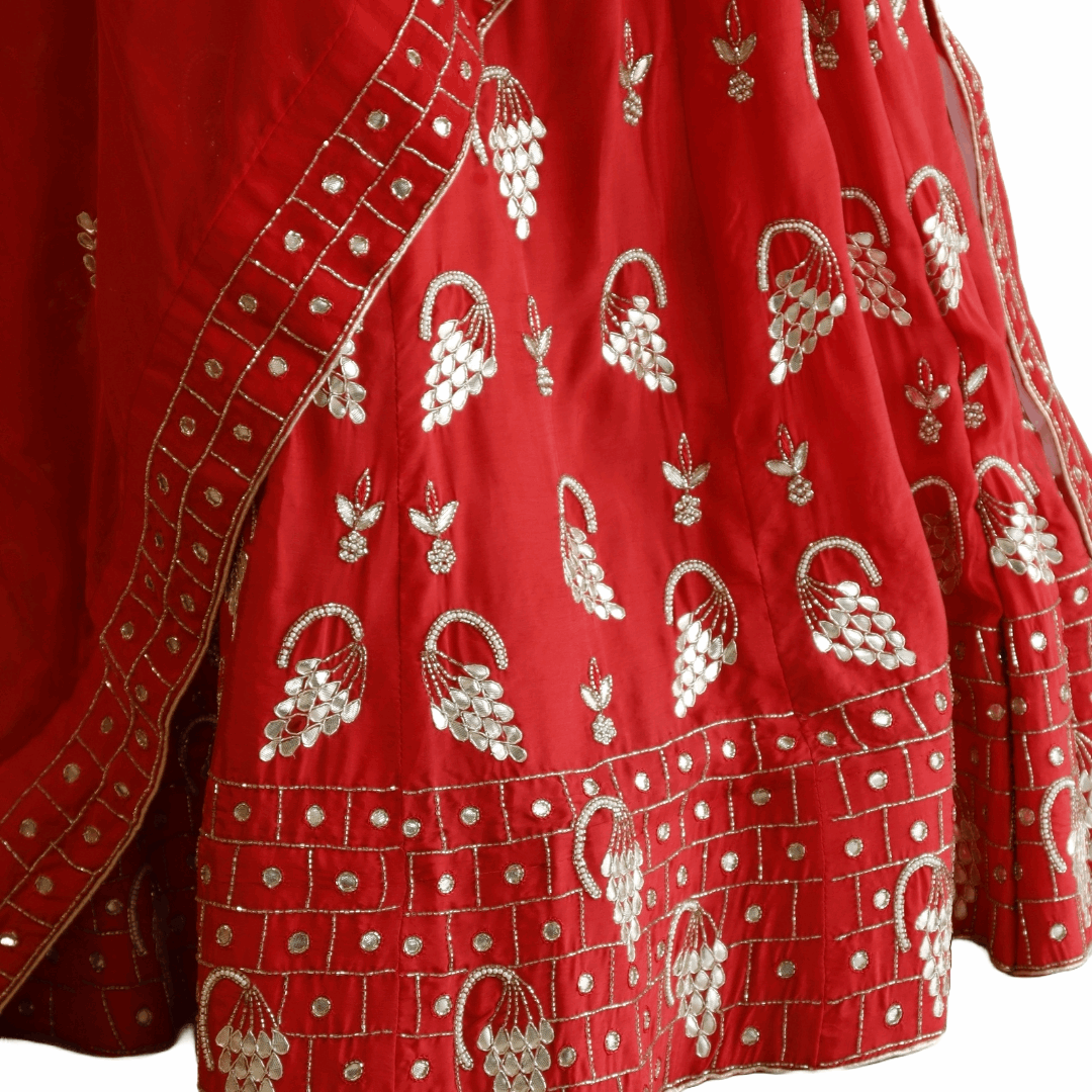 Red Zardosi Hand Work Lehenga Set - M&Y Pehnava