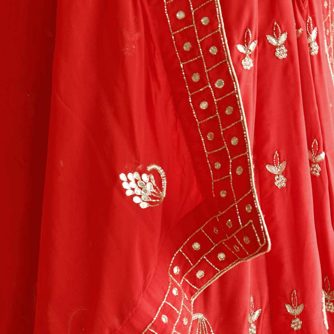 Red Zardosi Hand Work Lehenga Set - M&Y Pehnava