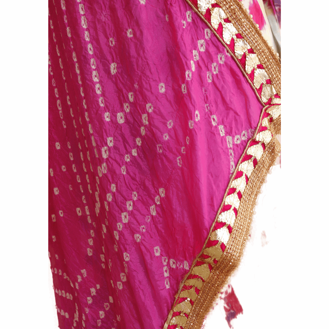 White Shibori Tie-Dye Mirror Work Lehenga Set - M&Y Pehnava