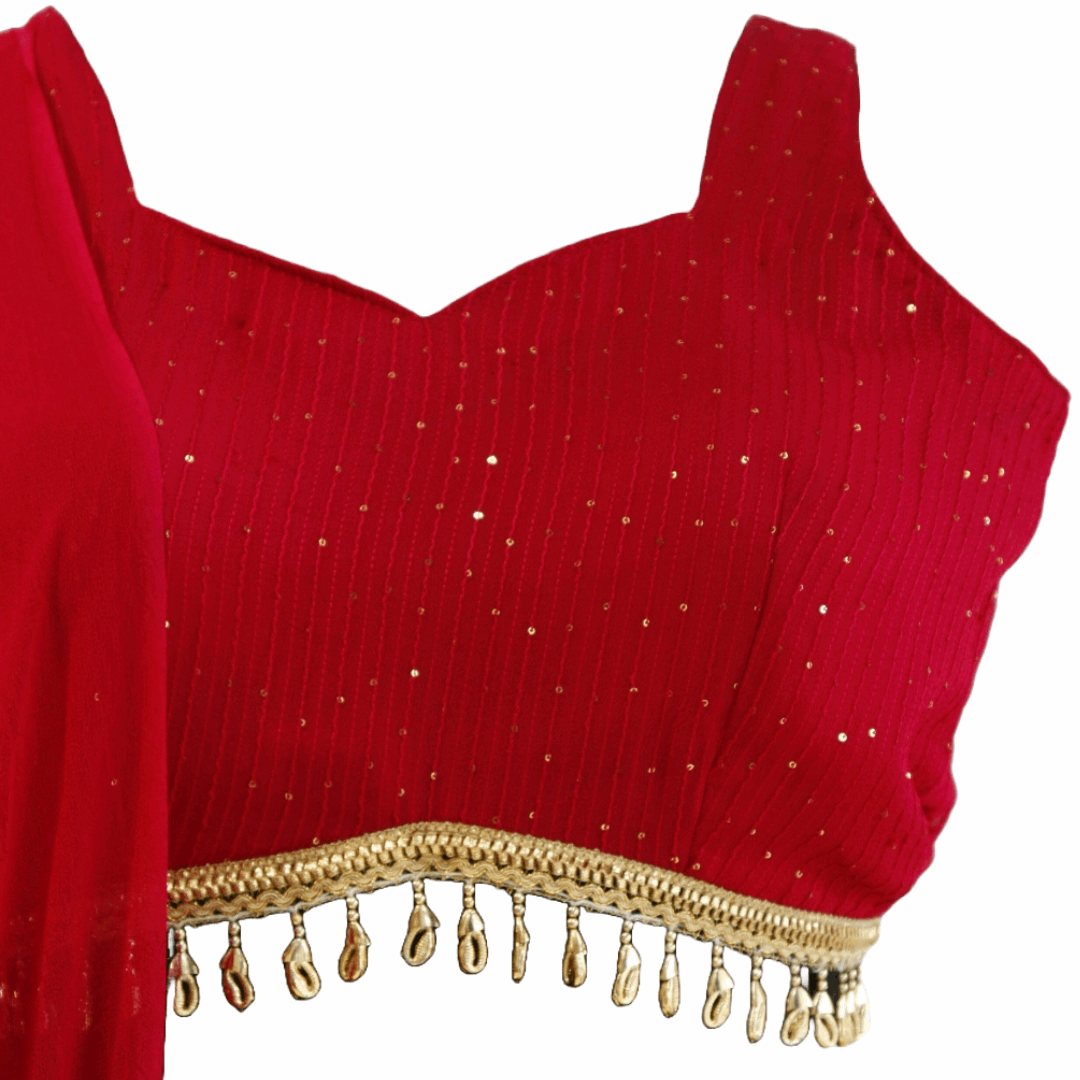 Pink And Yellow Sequins Work Lehenga Set - M&Y Pehnava