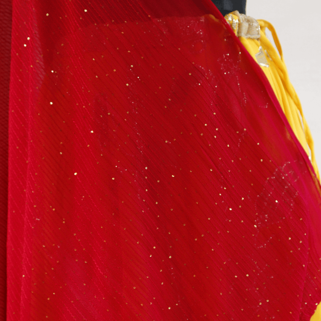 Pink And Yellow Sequins Work Lehenga Set - M&Y Pehnava
