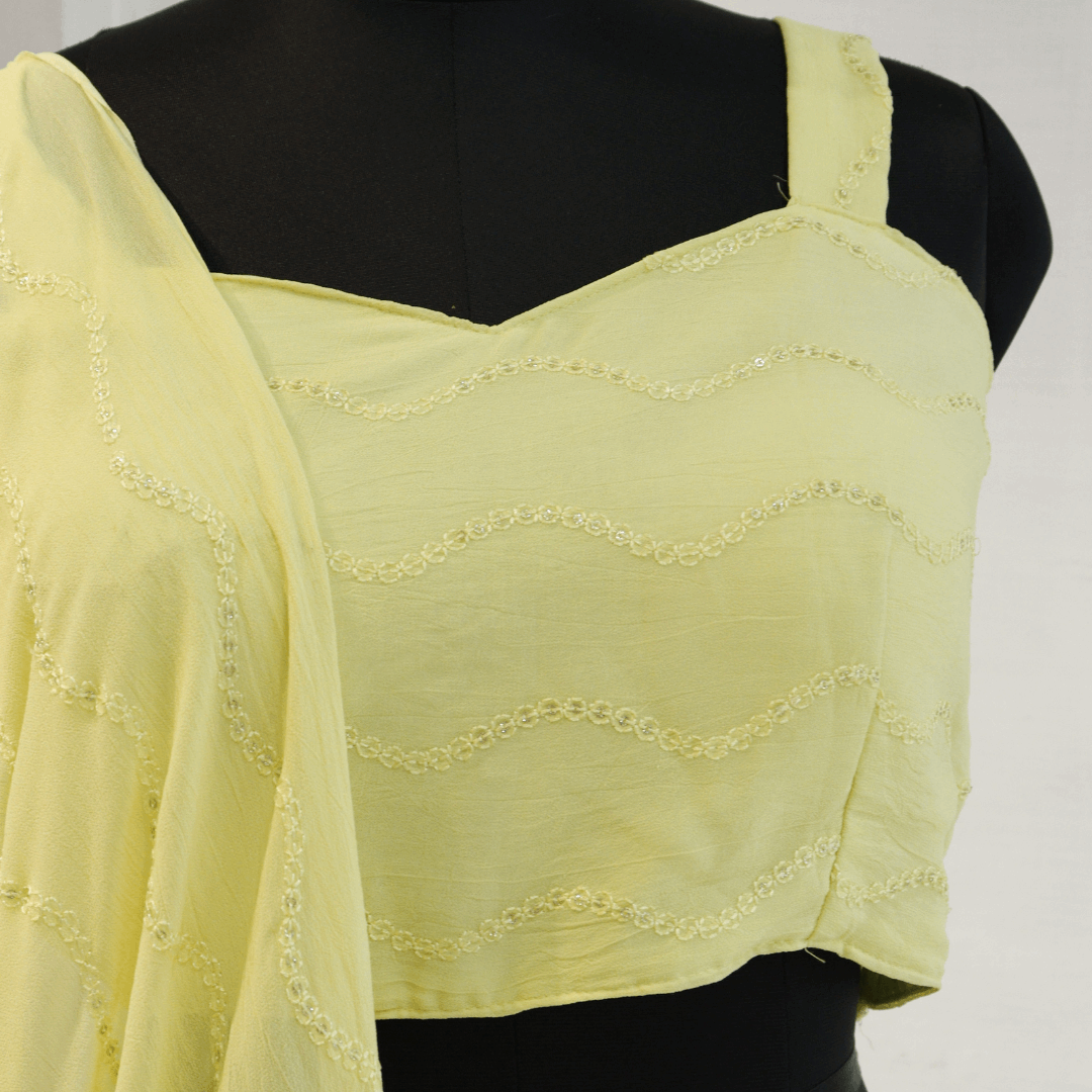 Monochrome Pastel Green Lehenga Set - M&Y Pehnava