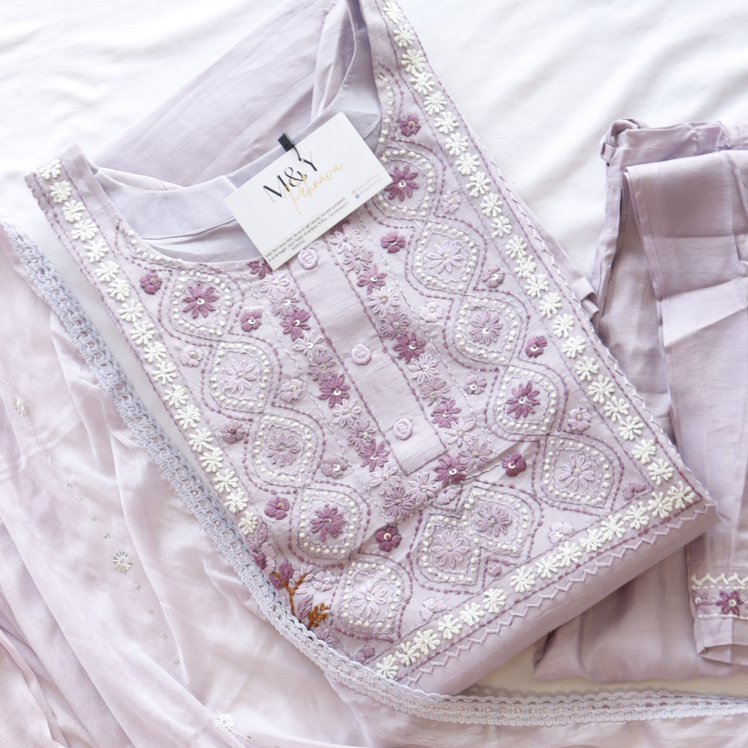 Lavender Embroidered Suit Set