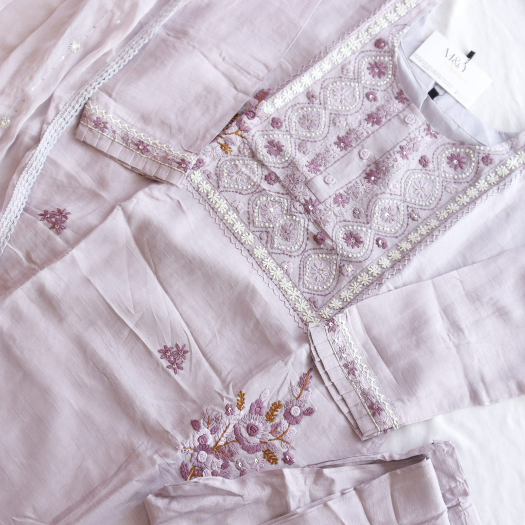 Lavender Embroidered Suit Set