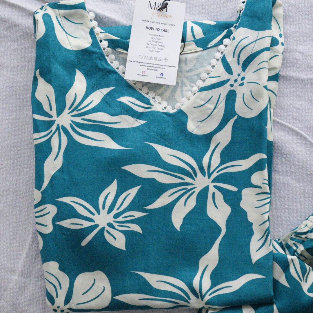 Turquoise Green Printed Co-Ord Set