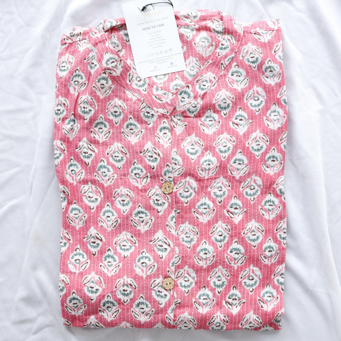 Pink Kantha Work Co-Ord Set