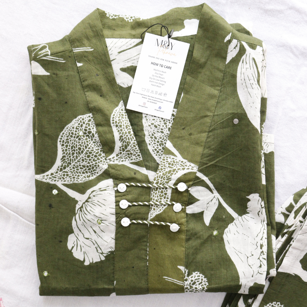 Olive Green Printed Co-Ord Set