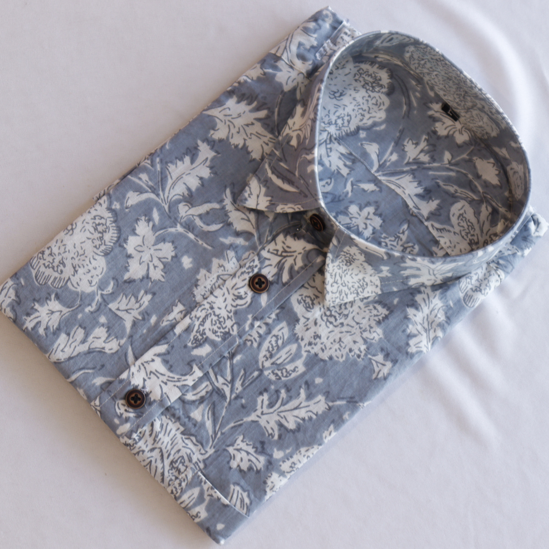 Printed Short Sleeve Cotton Shirt
