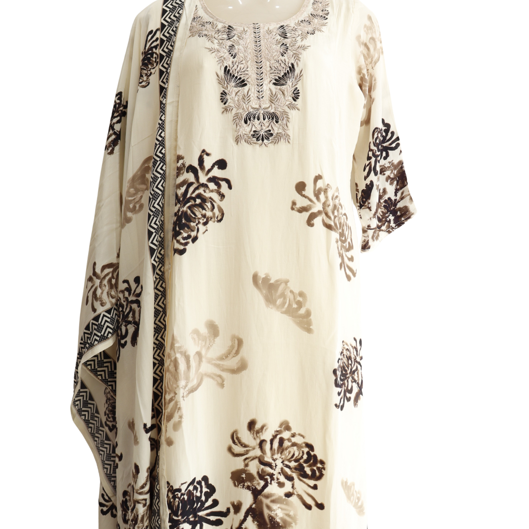 “Pure Chinon Hand Brush Painted Suit Set for Women | Ethnic Wear Online – M&Y Pehnava”