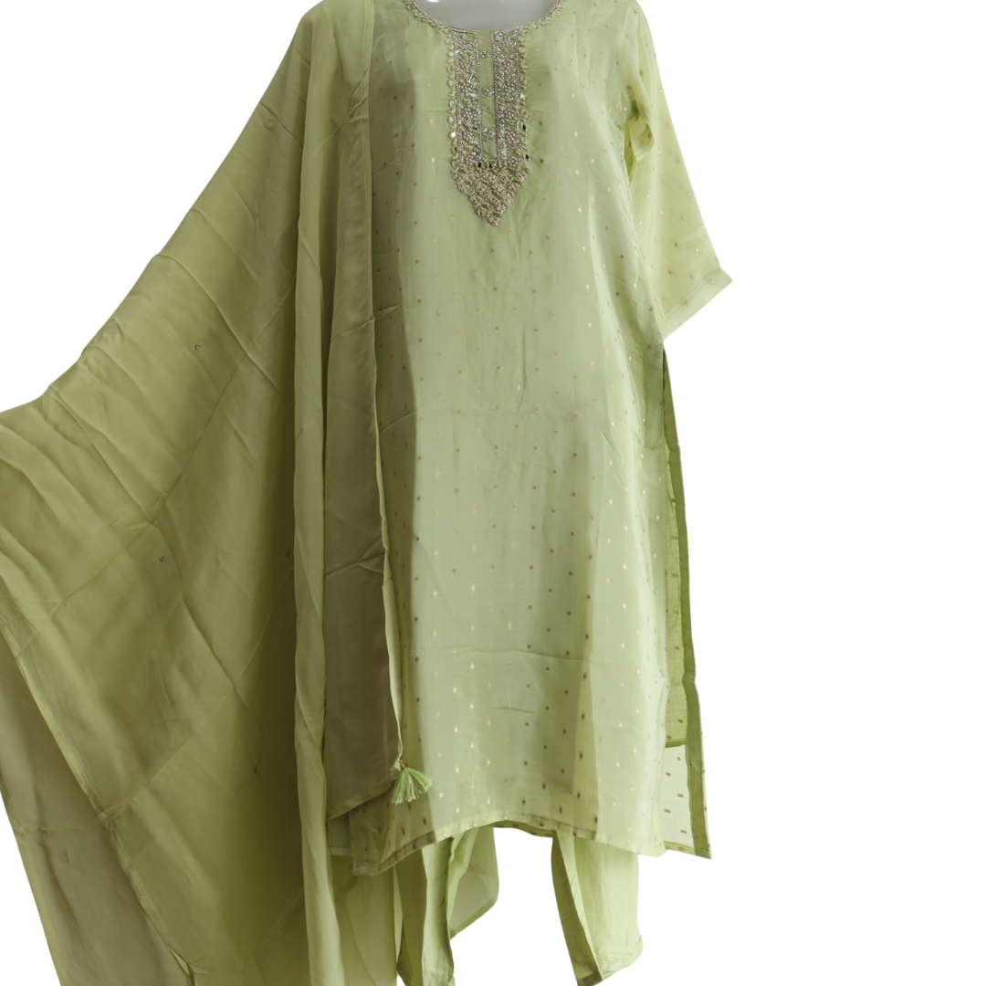 Tissue Shimmer Olive Suit Set - Buy Online | M&Y Pehnava
