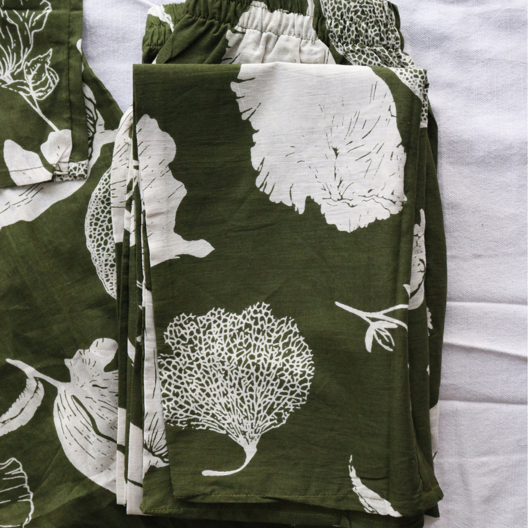 Olive Green Printed Co-Ord Set
