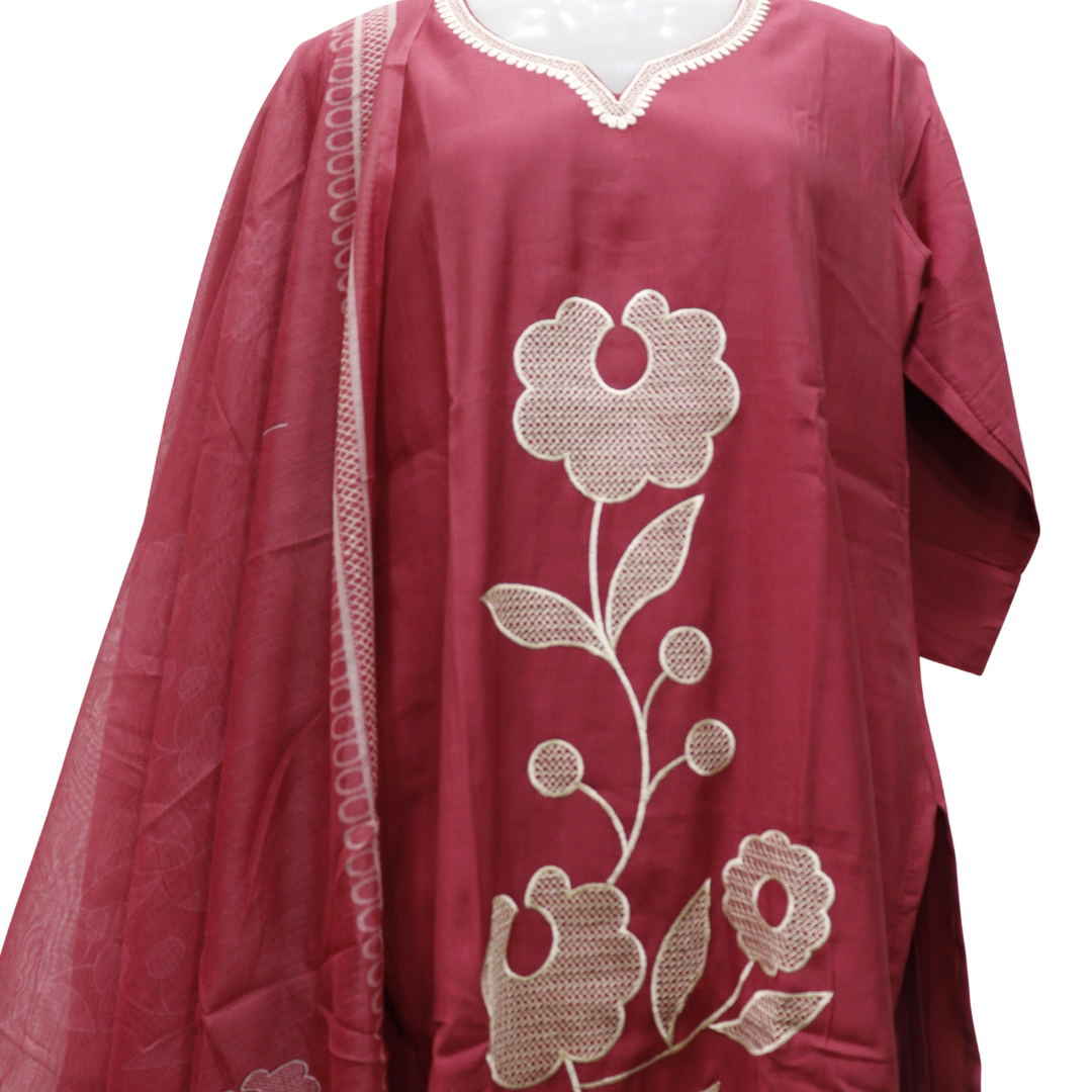 Maroon Thread Work Suit Set - Buy Online | M&Y Pehnava