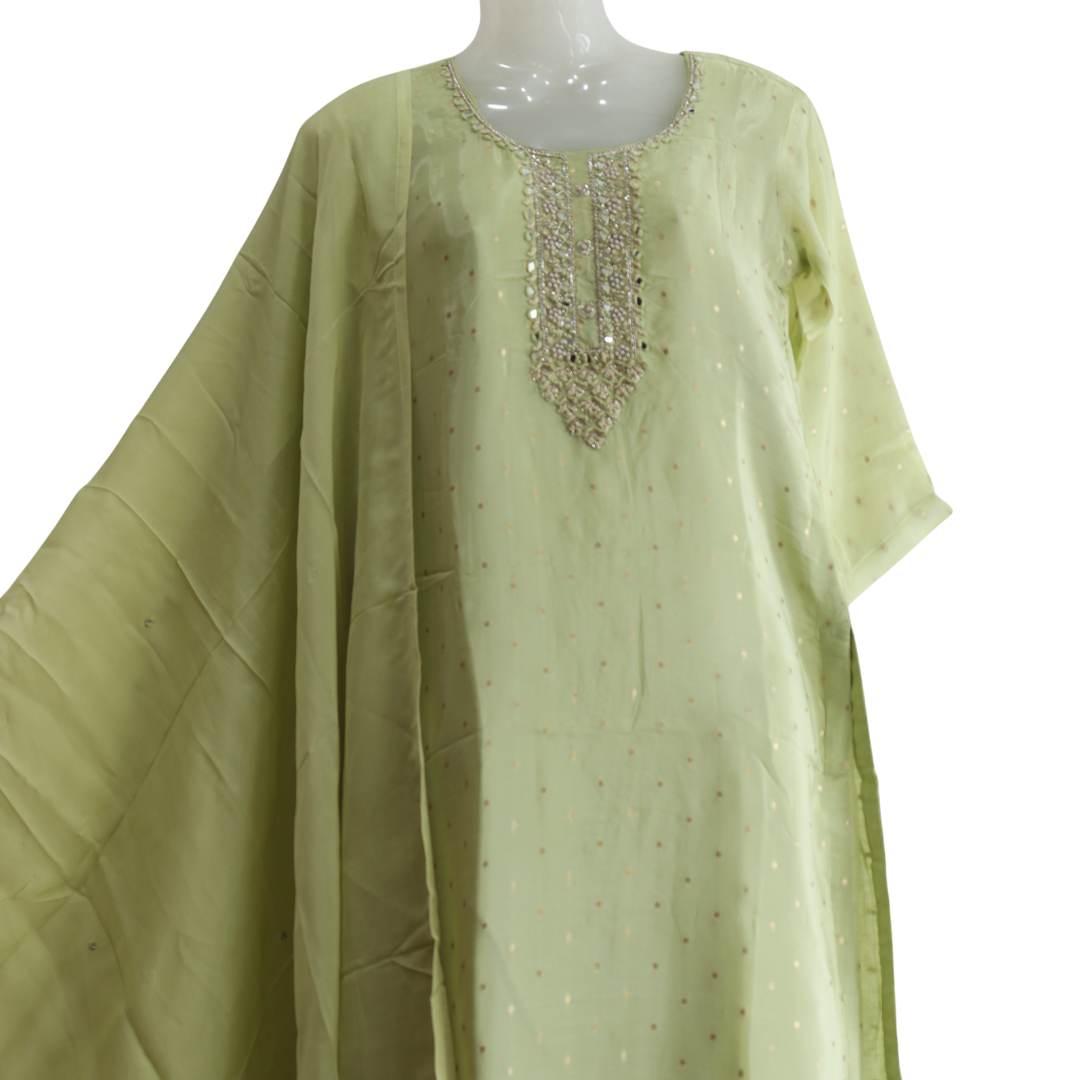 Tissue Shimmer Olive Suit Set - Buy Online | M&Y Pehnava