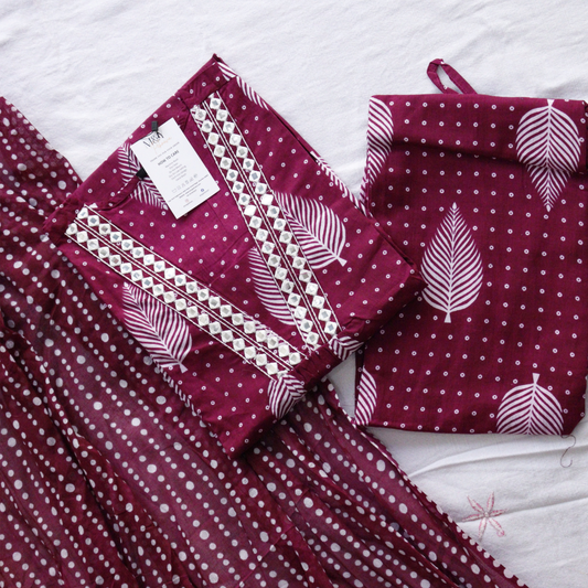 Indigo Frock Style Cotton Suit Set