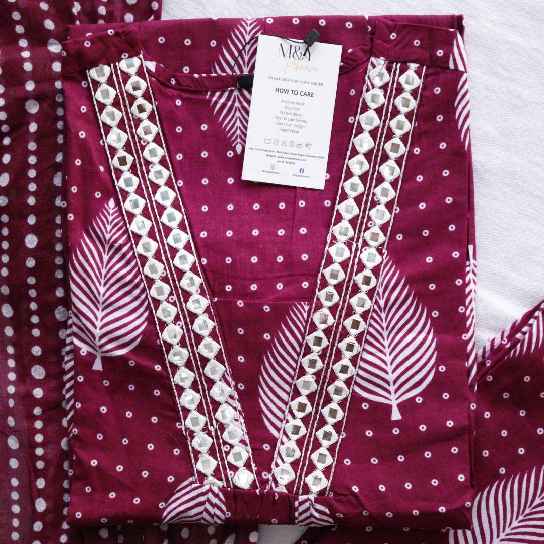 Indigo Frock Style Cotton Suit Set