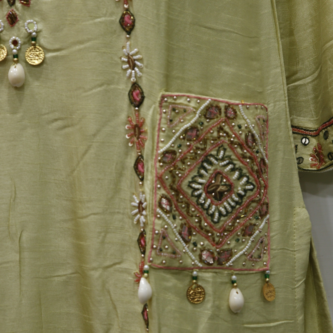 Hand Work Pista Beads Tissue Suit Set - Buy Online | M&Y Pehnava