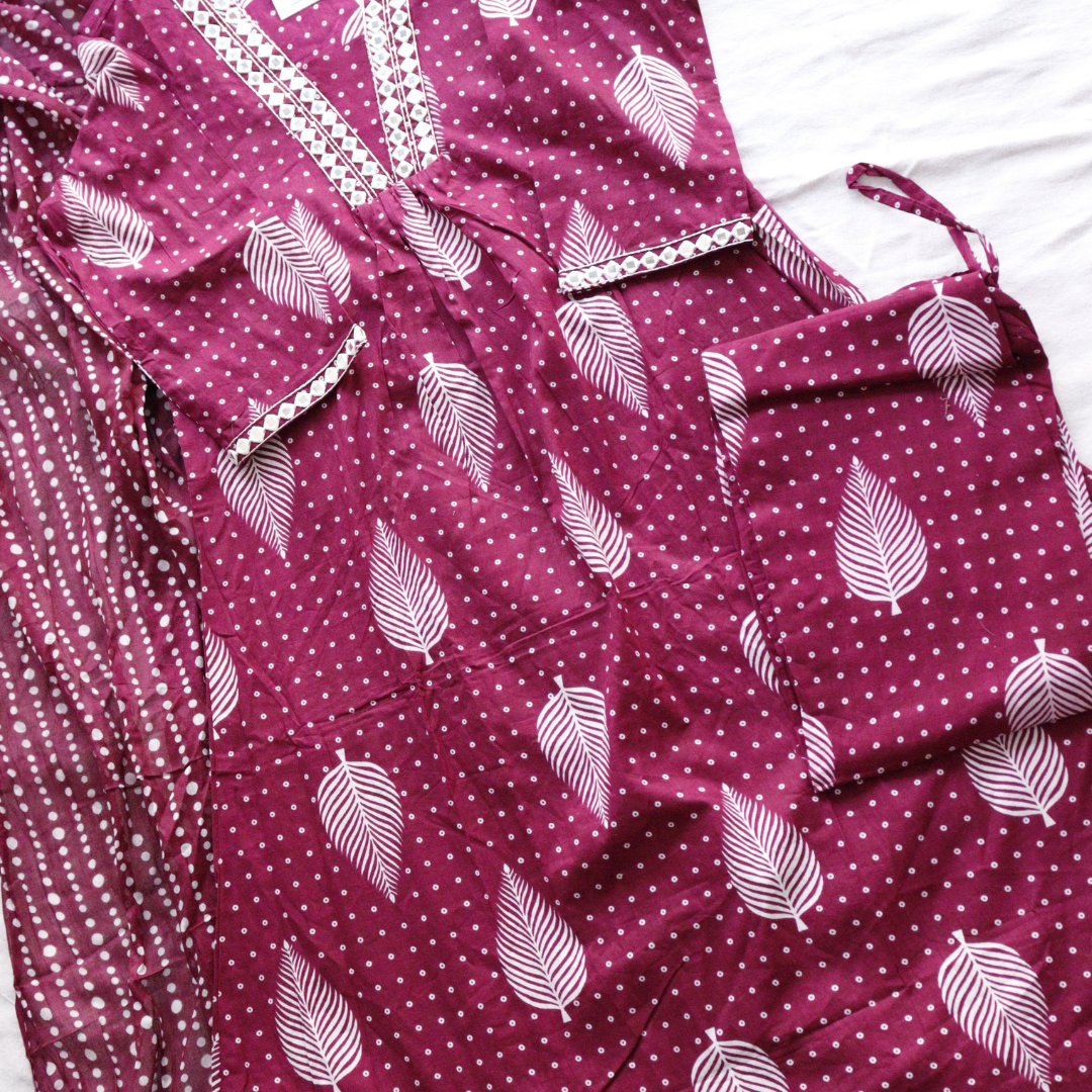 Indigo Frock Style Cotton Suit Set