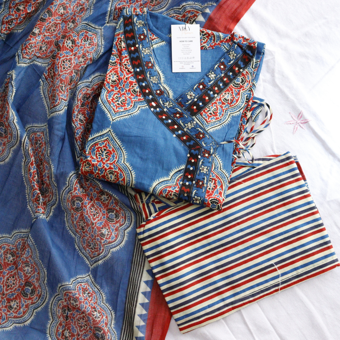 Angrakha Cotton Printed Suit Set