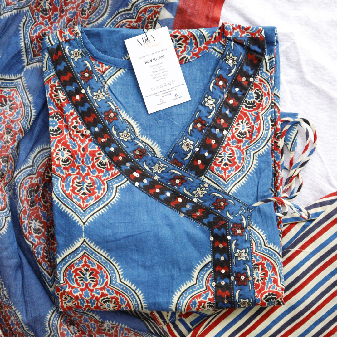 Angrakha Cotton Printed Suit Set