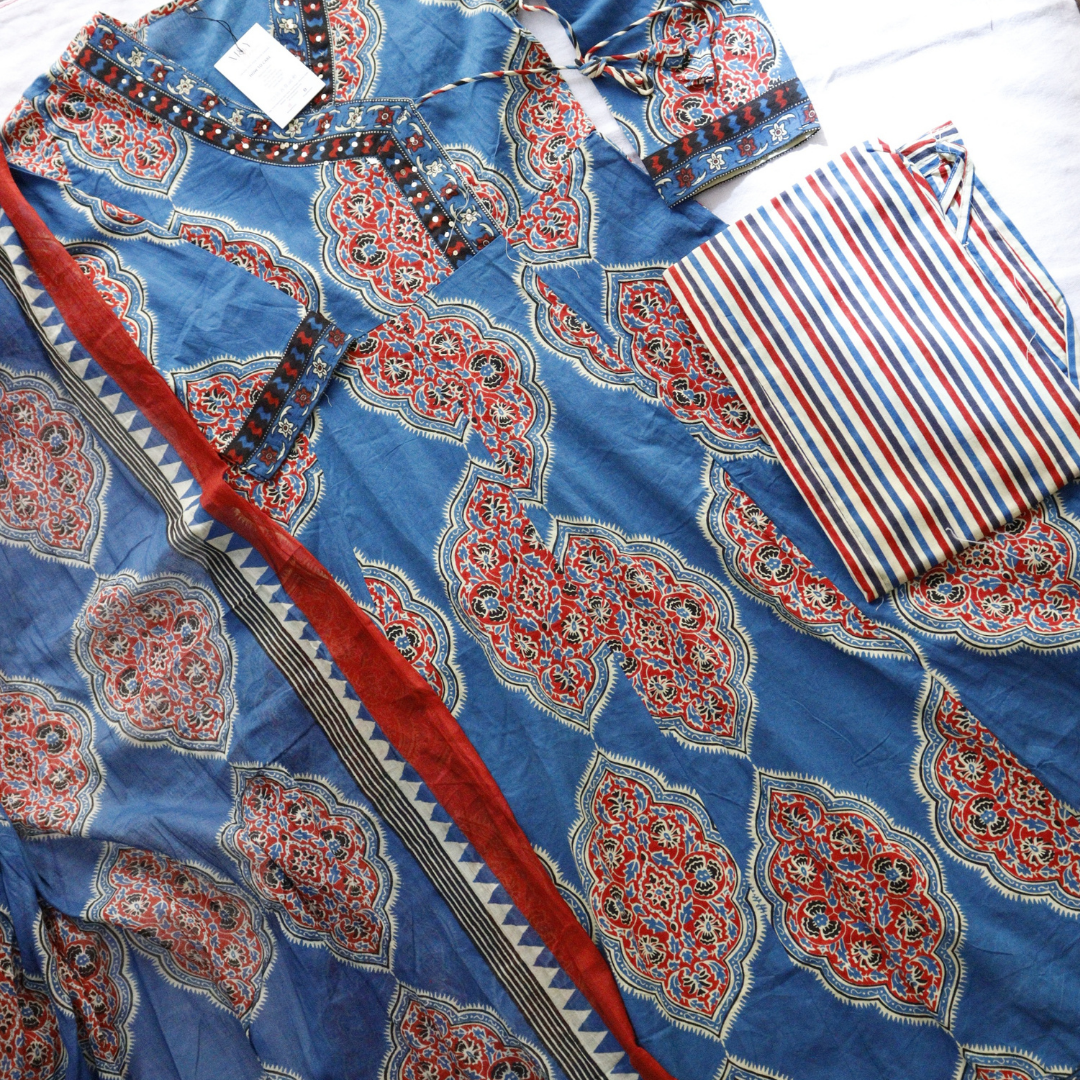 Angrakha Cotton Printed Suit Set