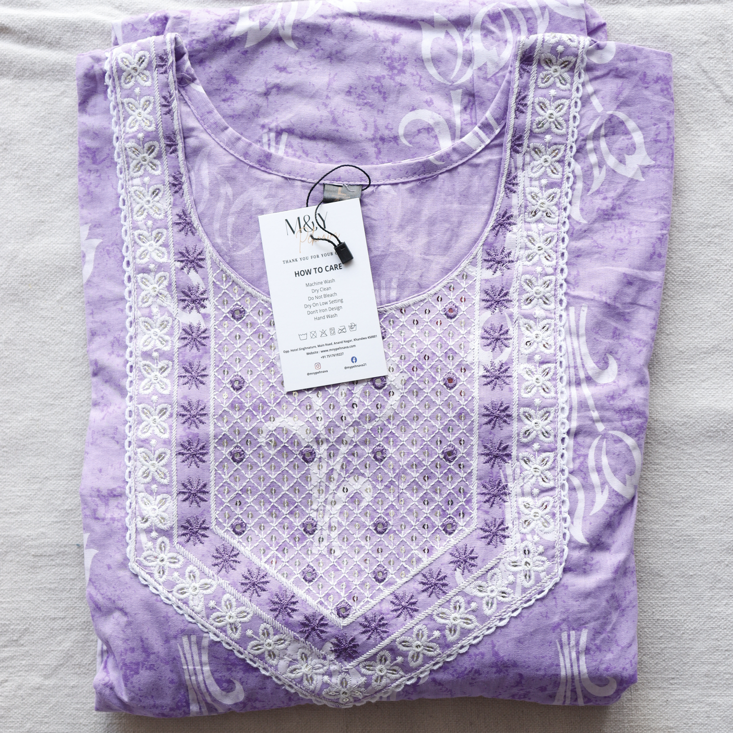 Lavender Cotton Frock Style Suit Set