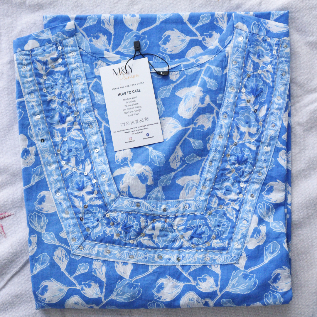 Blue Printed Suit Set