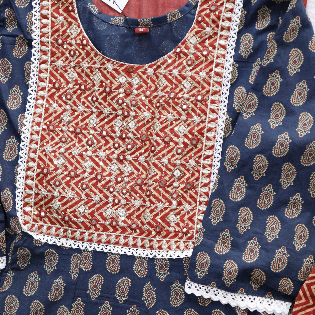 Dark Blue Frock Style Suit Set