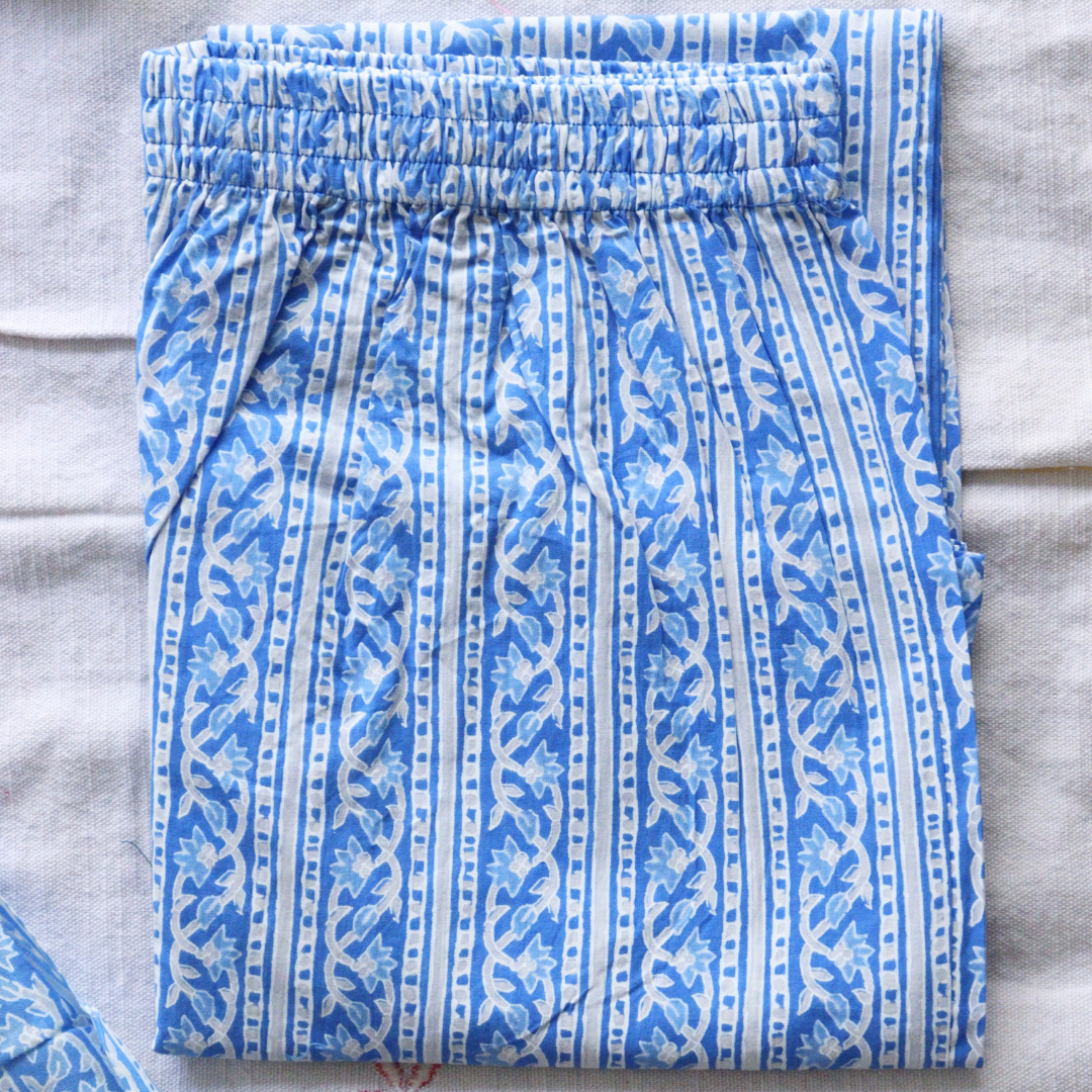 Blue Printed Suit Set
