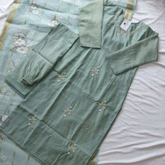 Pastel Green HandWork Suit Set