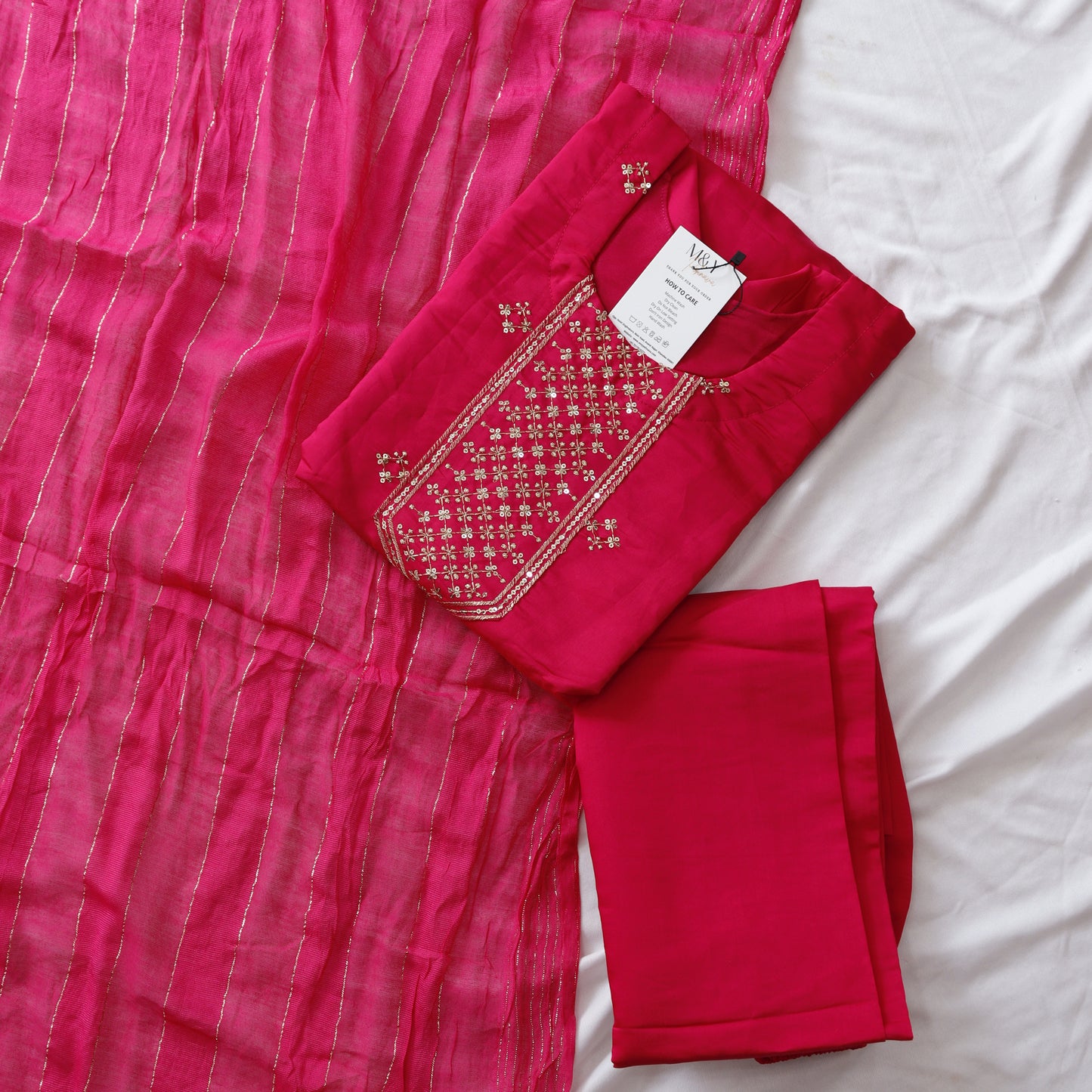 Hot Pink Vetican Silk Suit Set