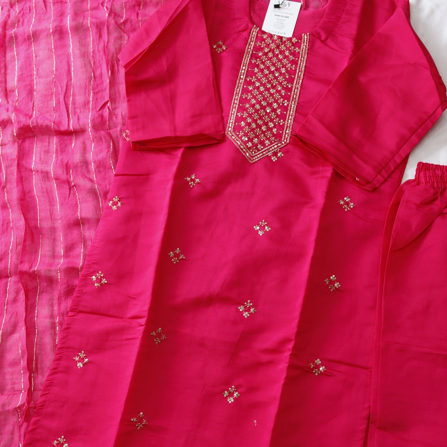 Hot Pink Vetican Silk Suit Set