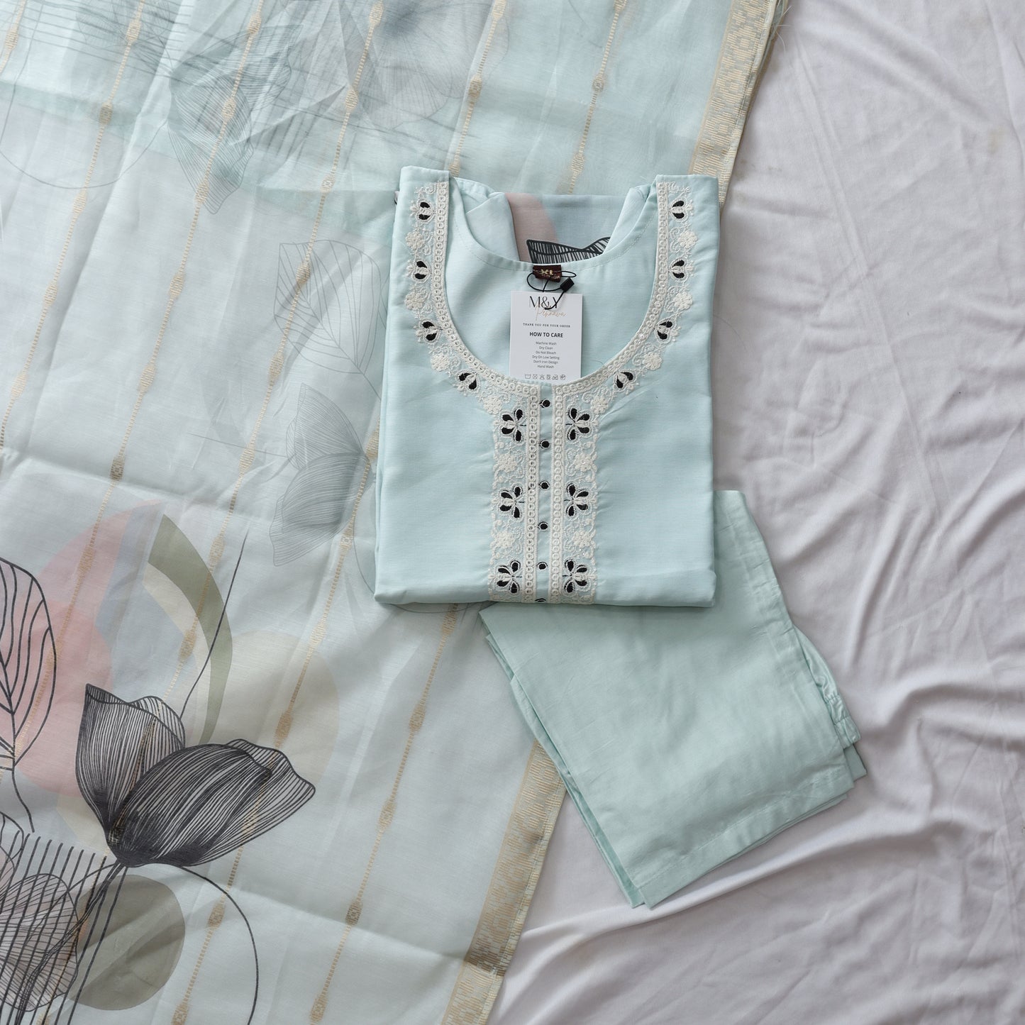 Pastel Digital Printed Silk Suit Set