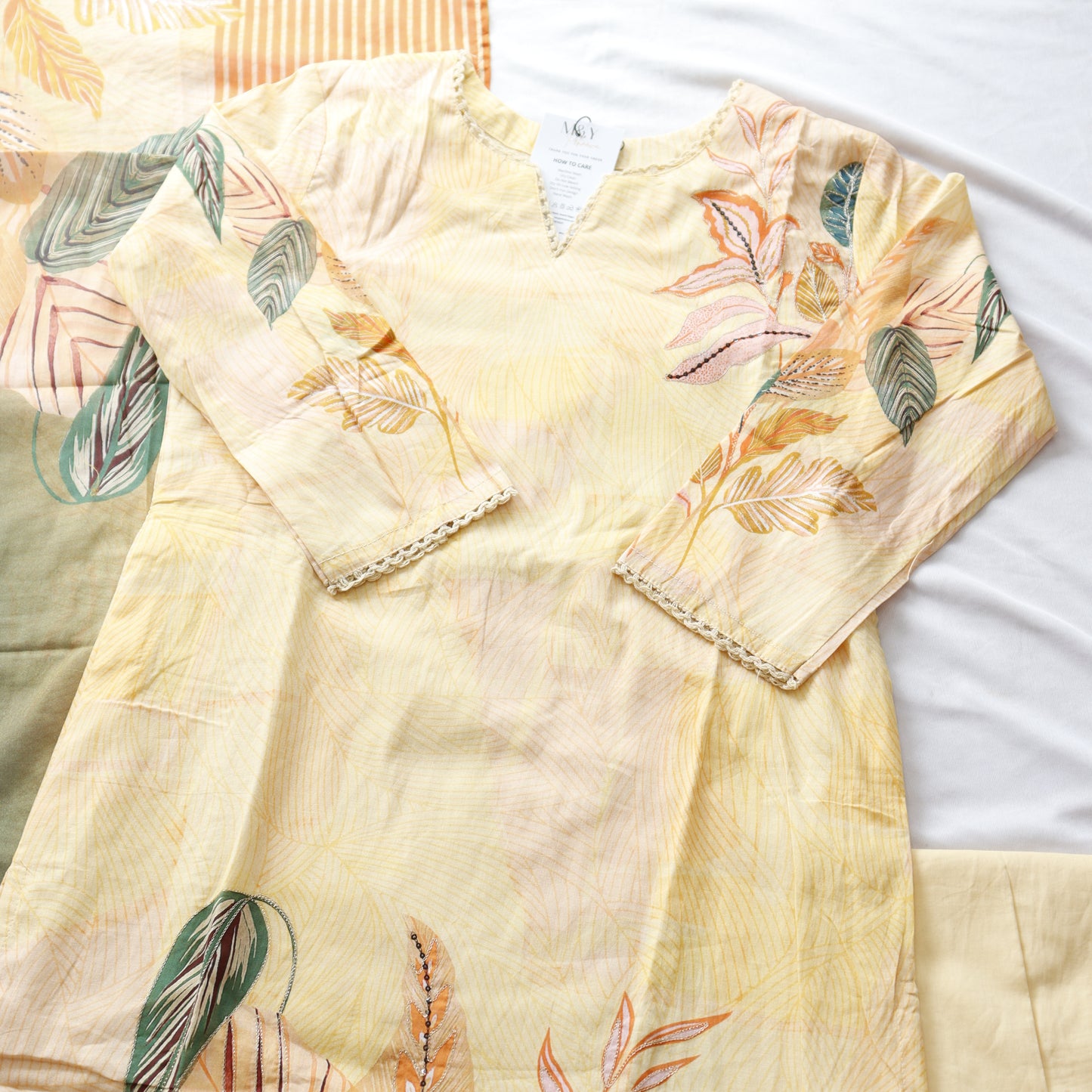 Digital Print Mul Cotton Suit Set with hand embroidery
