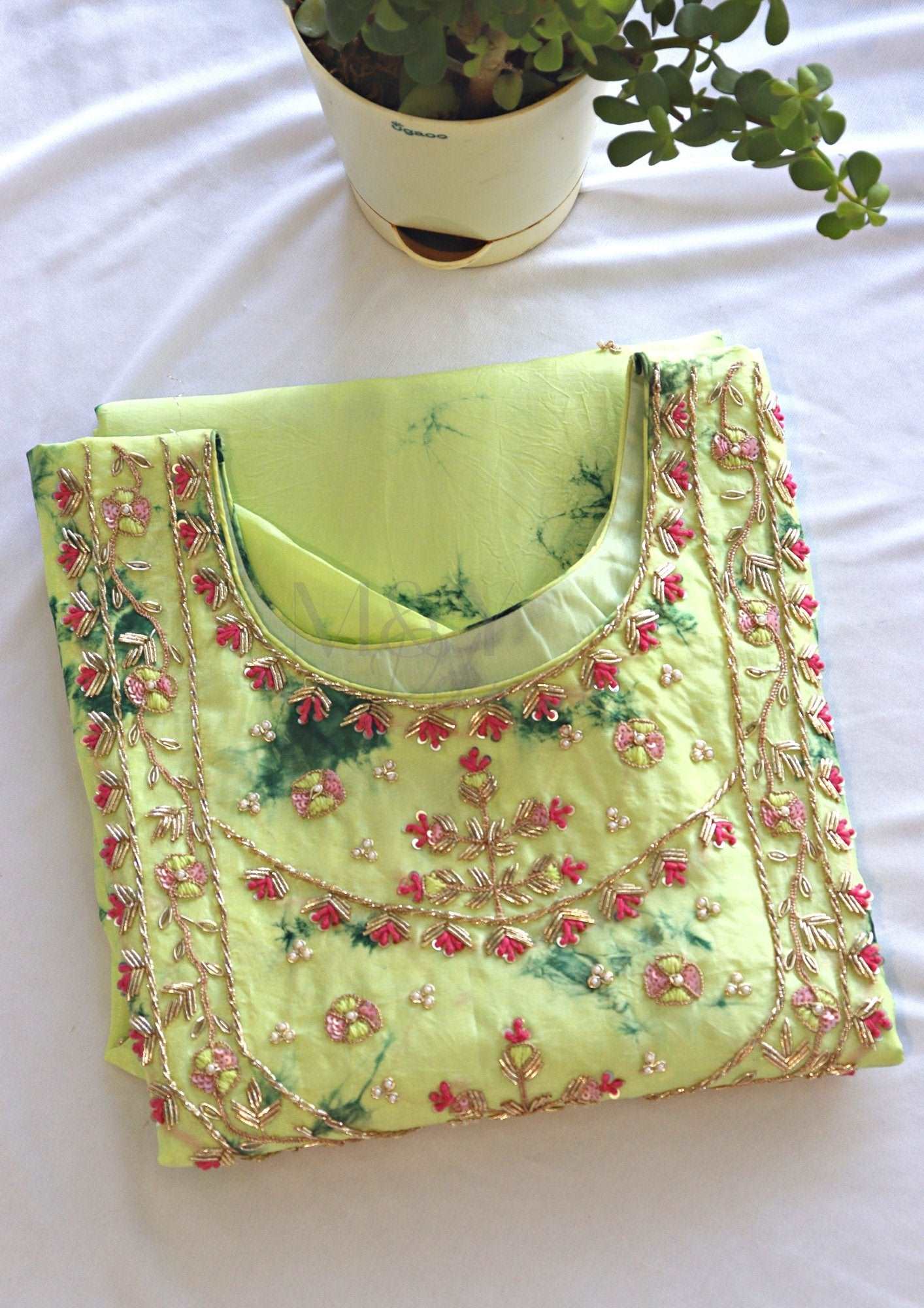 Pure Crepe Handwork Shibori Print Kurti - M&Y Pehnava